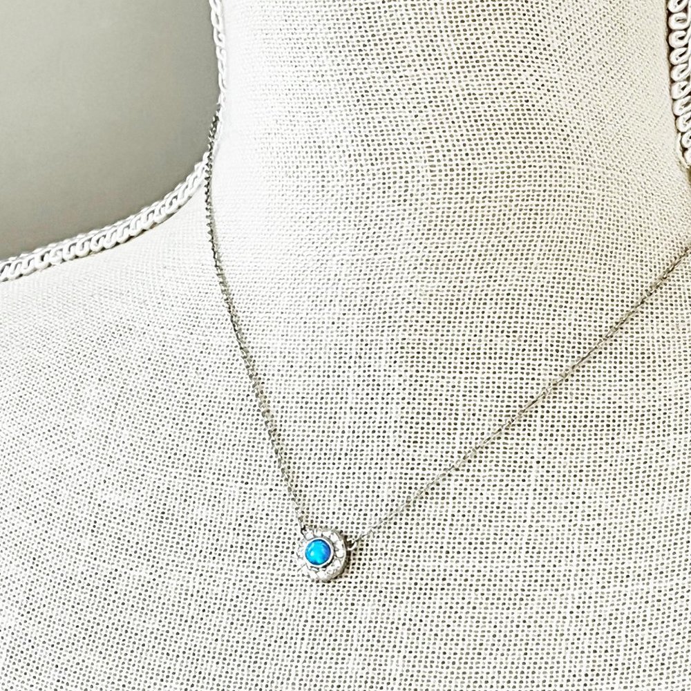 Coach Blue Opal & Silver Dainty Circle Necklace - Picture 1 of 6